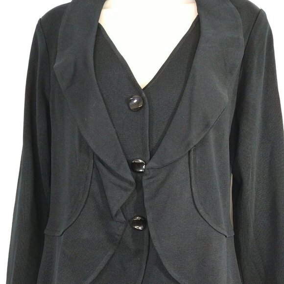 Ming Wang Snap Up Cardigan Knit Jacket Women Size S Black Acrylic Long Sleeve - Picture 2 of 8